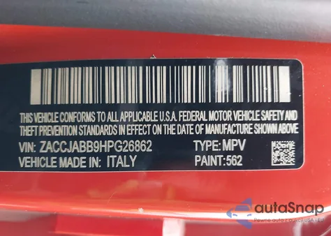 2017 Jeep Renegade Latitude Fwd from USA, damaged, VIN ZACCJABB9HPG26862